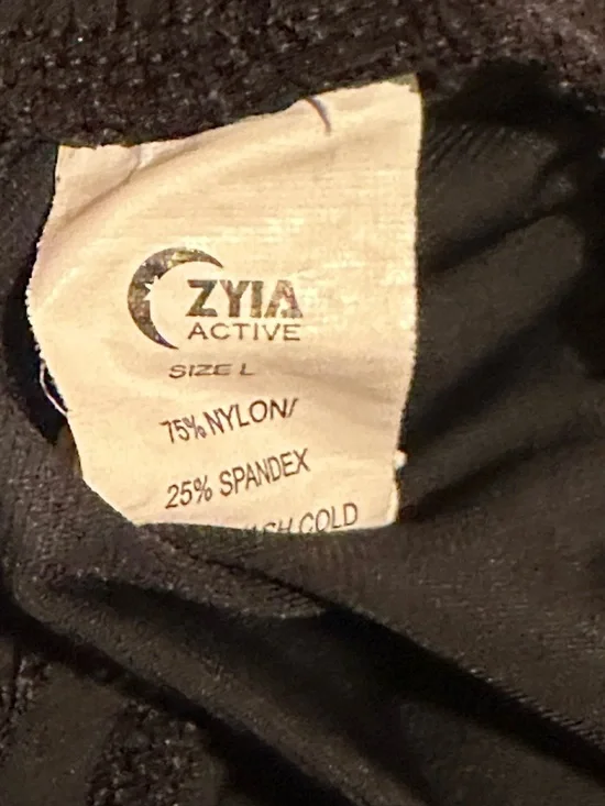 Zyia Women’s Black Drawstring Joggers Size Large Rose Gold Zipper detail at hem - Picture 6 of 6
